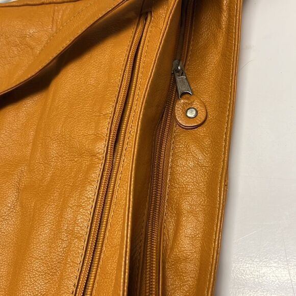 Genuine Leather Camel Shoulder Purse w/ Braided Accent & Silver-Tone Hardware - Picture 8 of 16